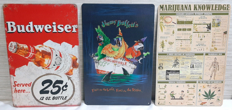 3 New Vice Metal Signs - 12"x8"