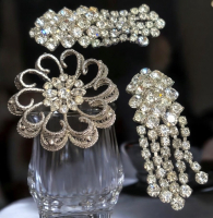 Vintage 1950s Signed AMLEE Sterling Filigree Rhinestone Floral Brooch Statement Austria Made Cascading Earrings