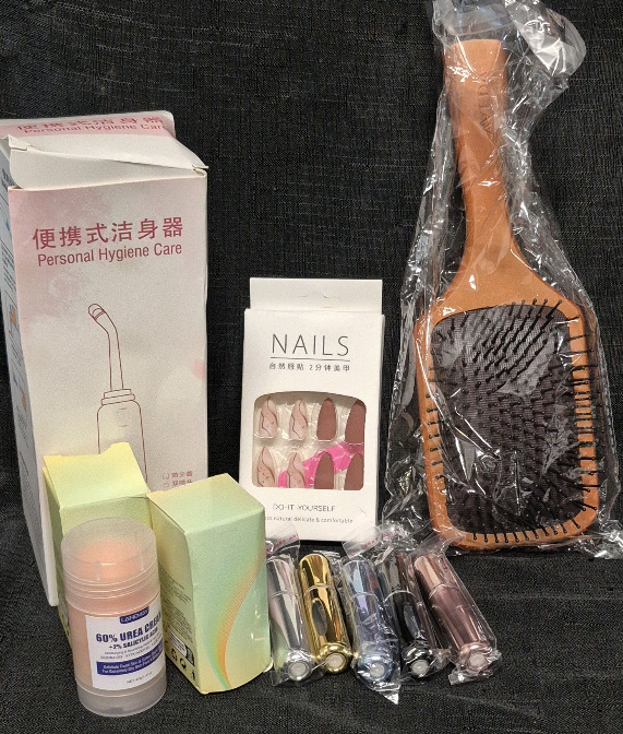 New Self Care Products - Press on Nails, Hairbrush, Perfume Travel Spray Bottles ++