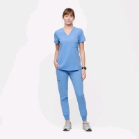 New Size SMALL FIGS Women's Catarina One Pocket Scrub Top Retails for $58 - Blue