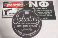 3 pcs | House Signs | "No Soliciting" , "No Junk Mail" & "Warning: Protected" | Largest Item Measures 8 x 12"