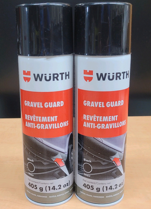 New - Two (2) Wurth Gravel Guard Flexible Textured Vehicle Undercoating Protection . 405g (14.2oz) Aerosol Cans . Black