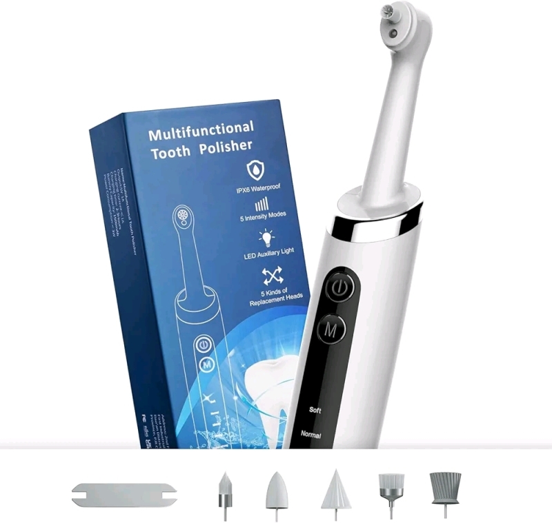 New Multifunction Tooth Polisher. 5 Interchangeable Heads.