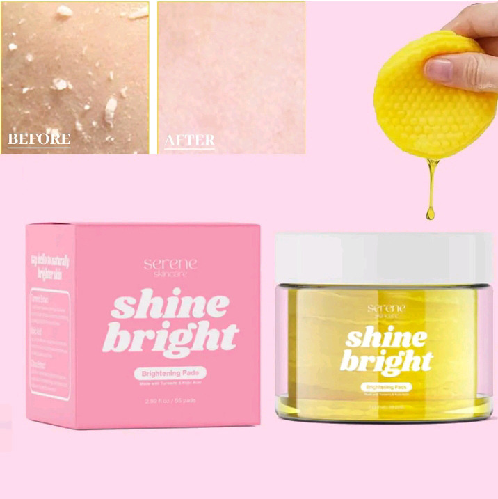 New | Shine Bright: Brightening Pads Made w/ Tumeric and Kojic Acid | 2.99 fl.oz/ 50 Pads