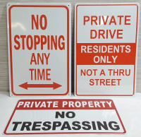 3 New Street Warning Metal Signs - 12"x8"