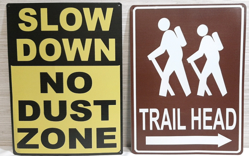 2 New Large Metal Signs - 16"x8"