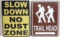 2 New Large Metal Signs - 16"x8"