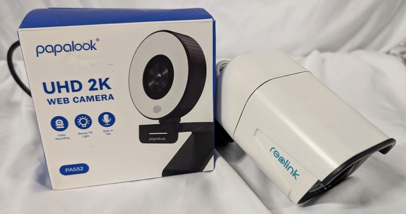 2 New Cameras. New Papalook 2k Webcam & Realink B800 Security IP Camera. Realink Measure 7" Long.