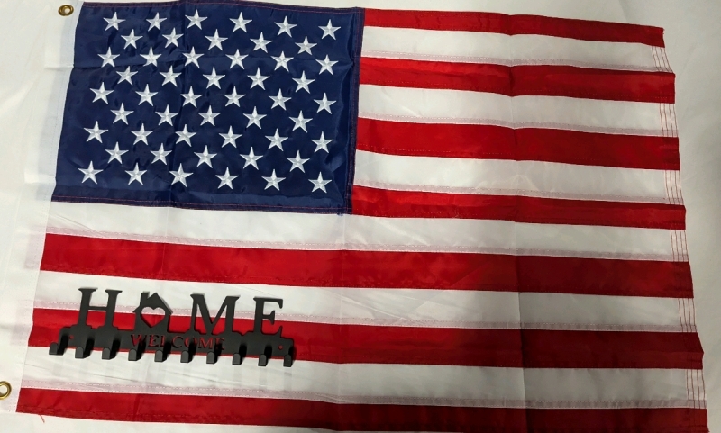 New American Flag & Home Key Ring Holder. 24" by 37.5"
