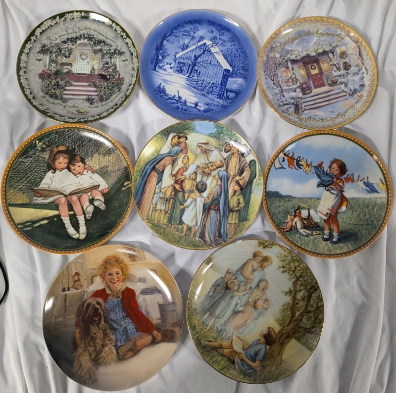 8 Collectors Plates. Top Left measures 8" Across.