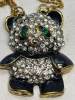 Betsey Johnson Rhinestone Panda Pendant Necklace Black Enameled Rhinestone Cat Accessory - 2