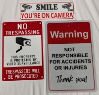3 New Metal Warning Signs. Largest Measures 12" by 8"