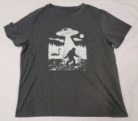 New - Size Large Bigfoot UFO Abduction T-Shirt , Grey