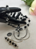 Beautiful Clear Cubed Faceted & Black Beads Enamel Cross Bar Brooch Clear and Black Rhinestones - 5