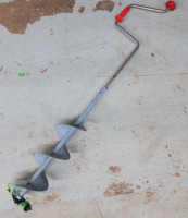 Ice Fishing Manual Auger , 6" diameter . Measures 58" long