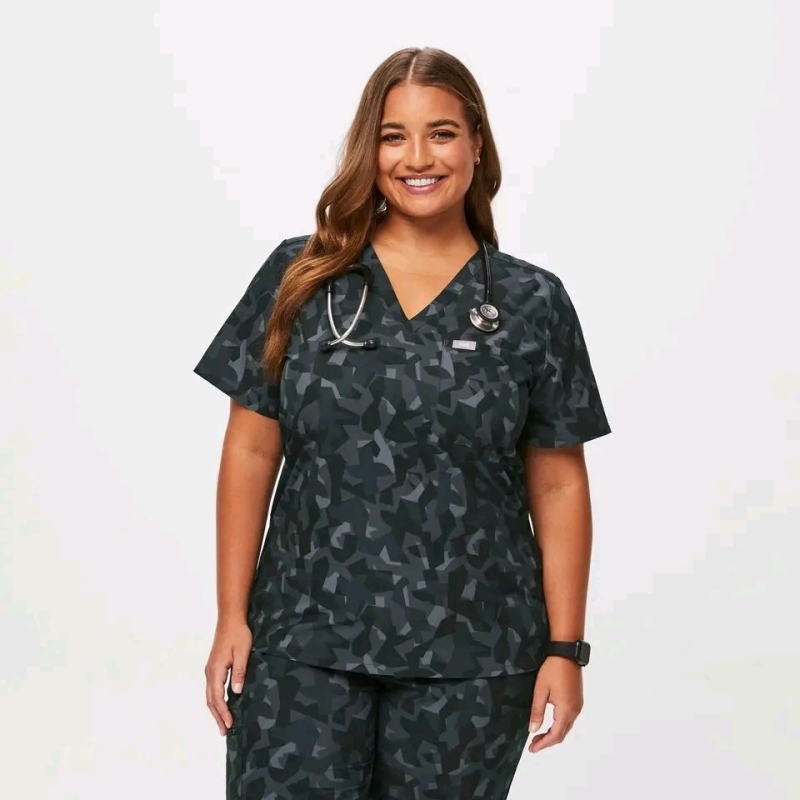 New Size Large FIGS Women's Catarina One Pocket Scrub Top Retails for $58 - Printed Freex