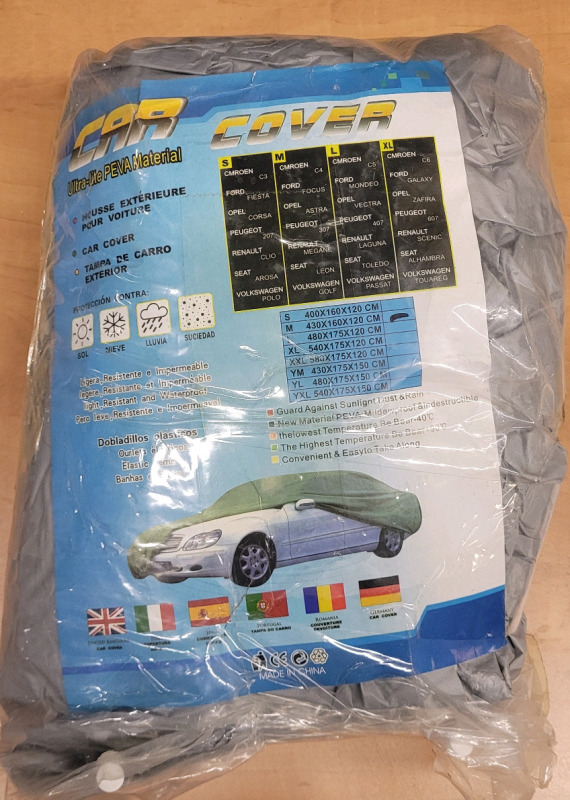 Ultra-Lite PEVA Medium Sedan Car Cover , Grey . Measures 14ft&times;5ft&times;4ft