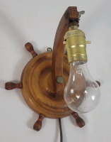 Vintage Nautical Theme Ships Wheel Wall Light . Measures 8" diameter . Tested Working (bulb not included)