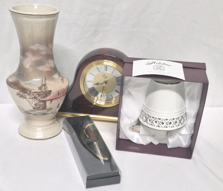 Home Decor Lot - Vase, Ergo Clock, Night Light +
