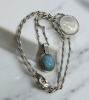 Larimar Oval 925 Sterling Silver Pendant W/ Chain - 4