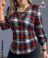 New sz 2XL Women's Plaid Top