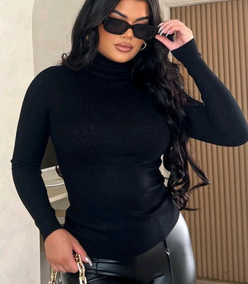 New - Size 1X FashionNova Tara Turtle Neck Sweater , Black
