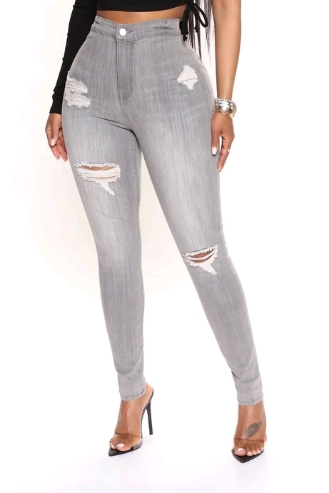 New - Size 16 FashionNova In The Night High Rise Skinny Jeans , Grey