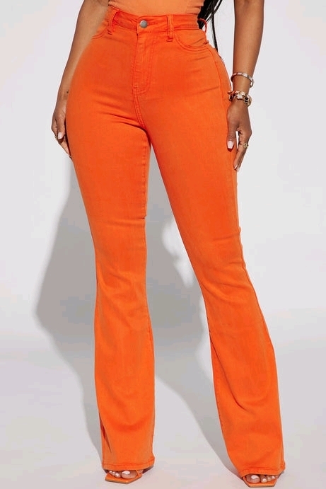 New - Size 16 FashionNova Deep In My Soul Flare Jeans , Orange .