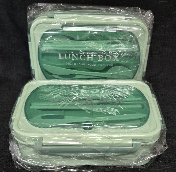 2 New Bento Box, LeakProof Lunch Box with Utensils, BPA Free, 3 Compartment Bento Box Microwave Safe & Dishwasher Safe