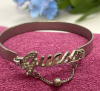 GUESS Logo Spell Out Bangle Sparkly CZ Silver Tone Cuff Stack Kitsch Retro Hammered Open Cuff Bracelet - 3