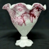 Gorgeous Unsigned Reikes Chalet-Style "Berries & Milk" Glass Vase &bull; 8.25" Diameter x 8.6" Tall