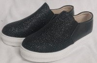 New | Women's Size 7 | Platform Sparkle Loafers | Color: Black