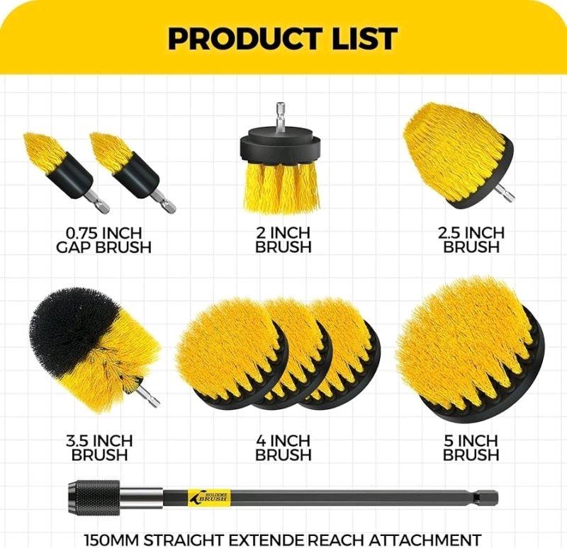 New 10 Piece Drill Brush Set. .25" Bit.