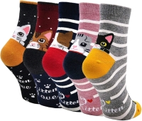 5 Pair of Women's Size 5-11 Cute Cat Socks.