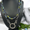 Outstanding Chainmail Choker Necklace / Vera Bradley Indigo Pop / 2 Pierced Earrings - 3