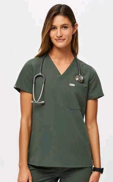 New | Figs Catarina One-Pocket Scrub Top Womens Size: Extra Small- Colour: Moss | * Retails $58 *