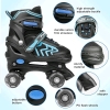 New Power Superb Kids Roller Skates with Light Up Wheels (Black/Blue) Sz Med Adjustable up to 4 sizes US 1-4 - 3
