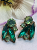 Three Stunning Earrings Statement Czeck / Oil Slick Mystic Watermelon AB / Emerald Peridot Rhinestones - 4