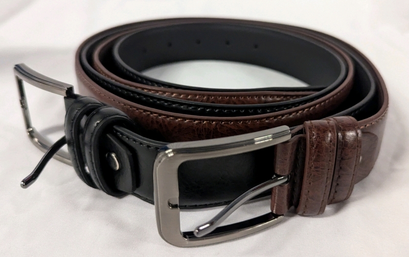 2 New Leather-Like Belts. 37.5" Long.
