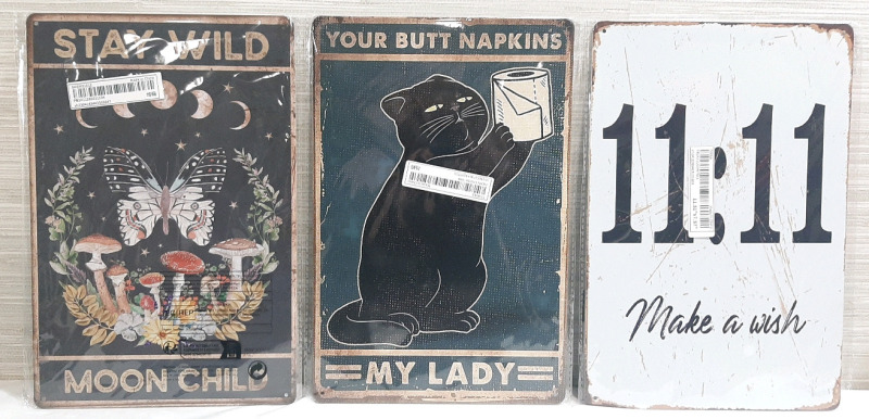 2 New Indoor Metal Signs - 12"x8"