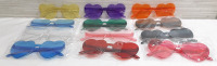 Lot of 12 New Heart Shaped Multi-Colored Glasses (6")