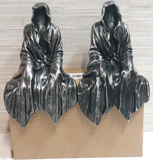 2 New Faceless Hooded Figure Resin Statues (6" Tall)