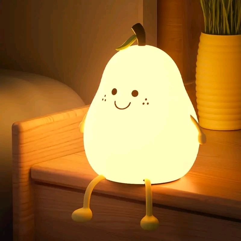 Color-Changing Pear LED Night Light - Rechargeable, Touch Control, Modern Desk Lamp for Bedroom & Living Room