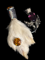Vintage Ward Brothers Sterling Thistle Purple Brooch / Scottish Grouse Kilt Pin with Citrine Thistle Motif Glass Stones