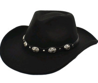 New | Malaxlx Western Felt Cowboy Hat W/ Wide Brim
