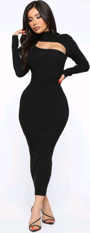 New | Making The Cut Maxi Sweater Dress Womens Size:Large - Black