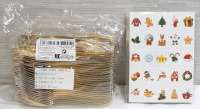 100 New Pieces of Gold Colored Plastic Cutlery & A Pack of Christmas Bingo Cards