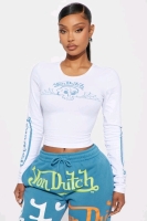 New: Women's XL - Von Dutch Skull Long Sleeve Top - White