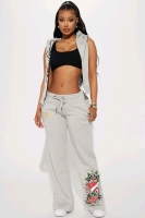 New: Women's 1X - Heart of Roses Ed Harty Pant - Heather Grey