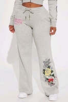 New: Women's XL - Ed Hardy Rose and Sword Sweatpant - Heather Grey